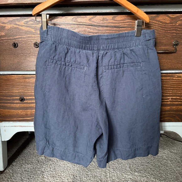 Athleta Voyager Linen Shorts Womens 10 Granite Blue Lightweight Adjustable Waist - Picture 2 of 9